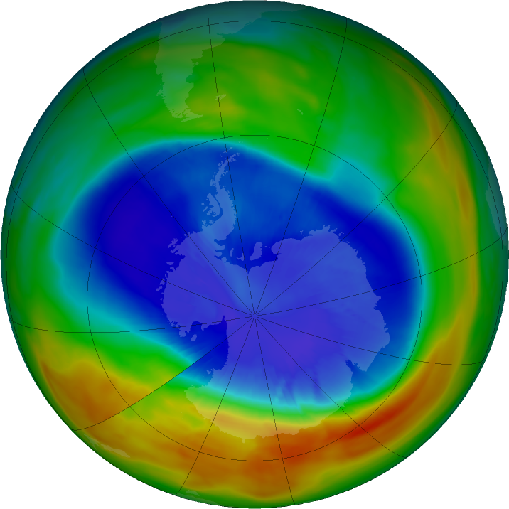 Antarctic ozone map for 12 September 2017